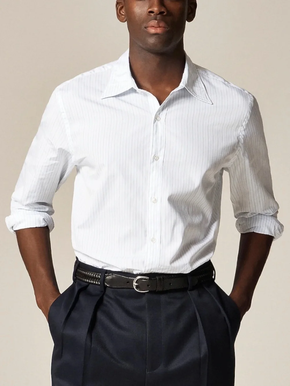 J crew Portuguese cotton poplin shirt Perry Stripe White Blue